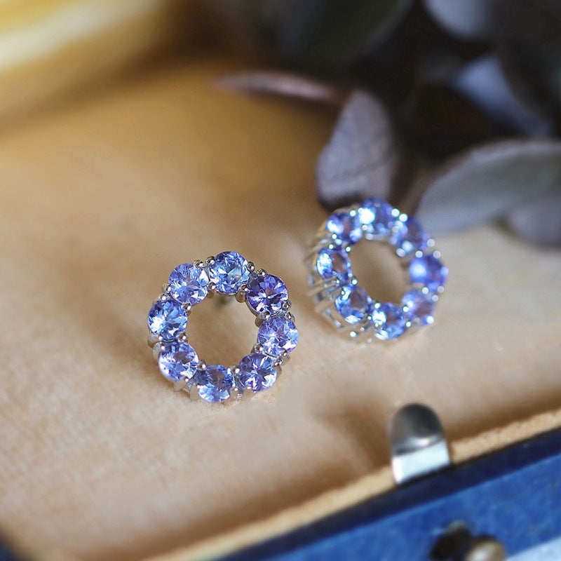 Donut Women's French Style 925 Sterling Silver Stud Earrings