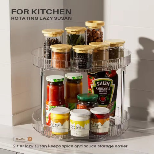 2-Pack Double-Layer Turntable Spice Rack