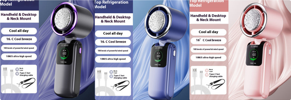 3-in-1 High-Speed Portable Fan with Ice Pack