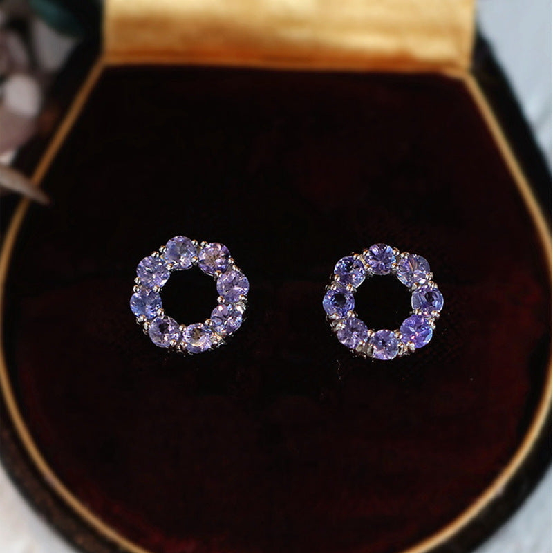 Donut Women's French Style 925 Sterling Silver Stud Earrings