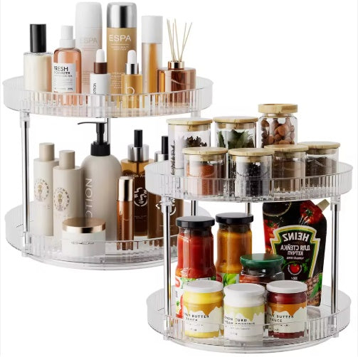 2-Pack Double-Layer Turntable Spice Rack