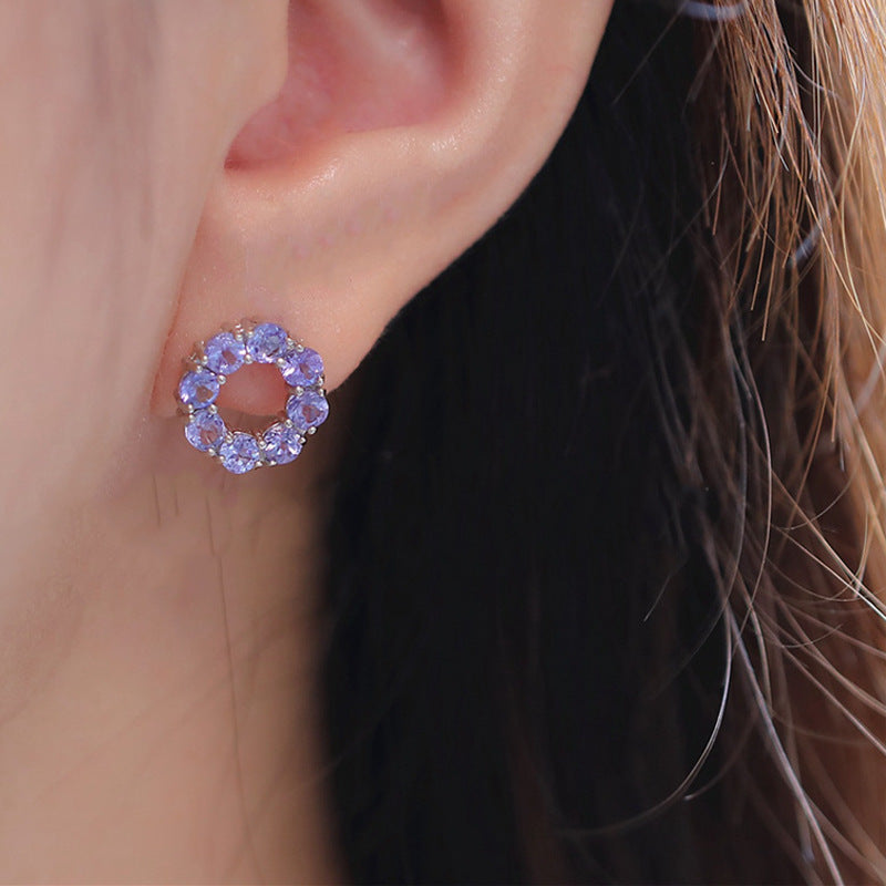Donut Women's French Style 925 Sterling Silver Stud Earrings